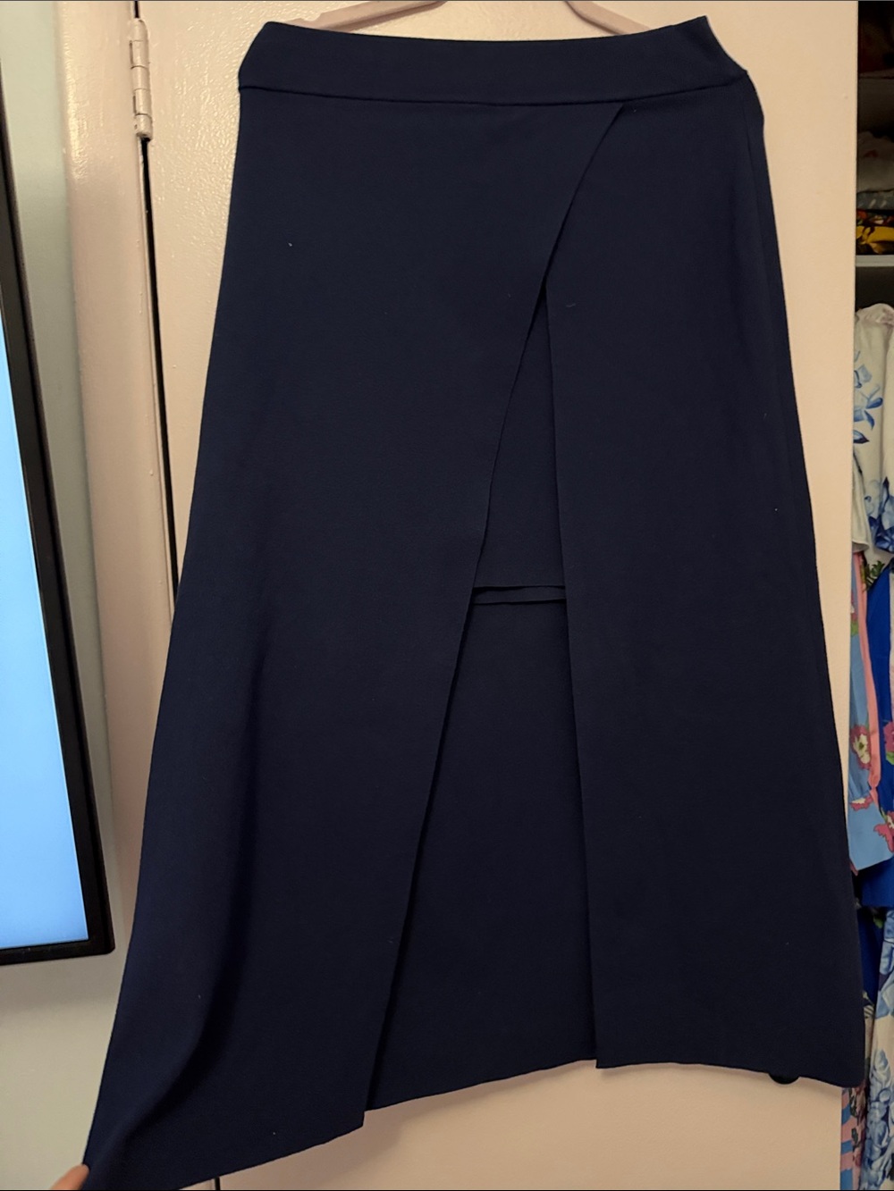 A.L.C. Navy High-Low Wrap Skirt